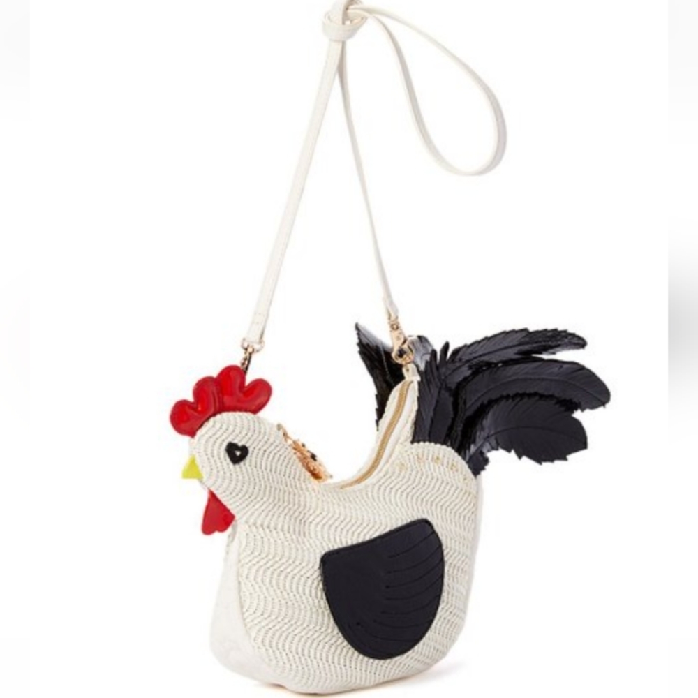 Super Rare! BETSEY JOHNSON Wing Man Rooster Crossbody Shoulder Bag Purse. - Picture 2 of 9